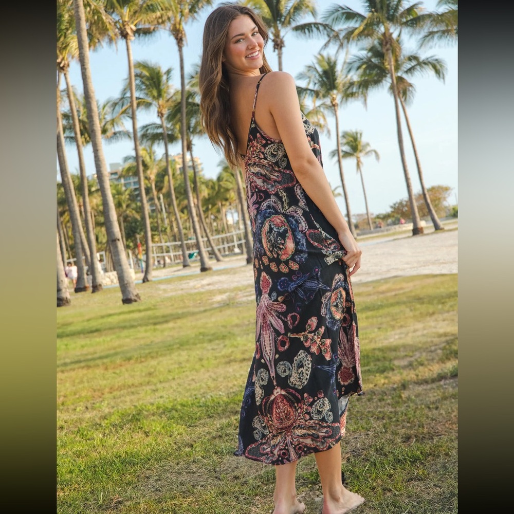 NWT Natural Life Gracie Slip Maxi Dress- Black Motif - Picture 2 of 3